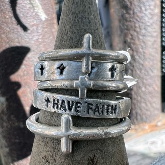 Hand Cast Recycled Sterling Silver Rugged Cross Rings